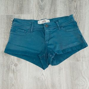 navy blue hollister jean low-rise shortie shorts